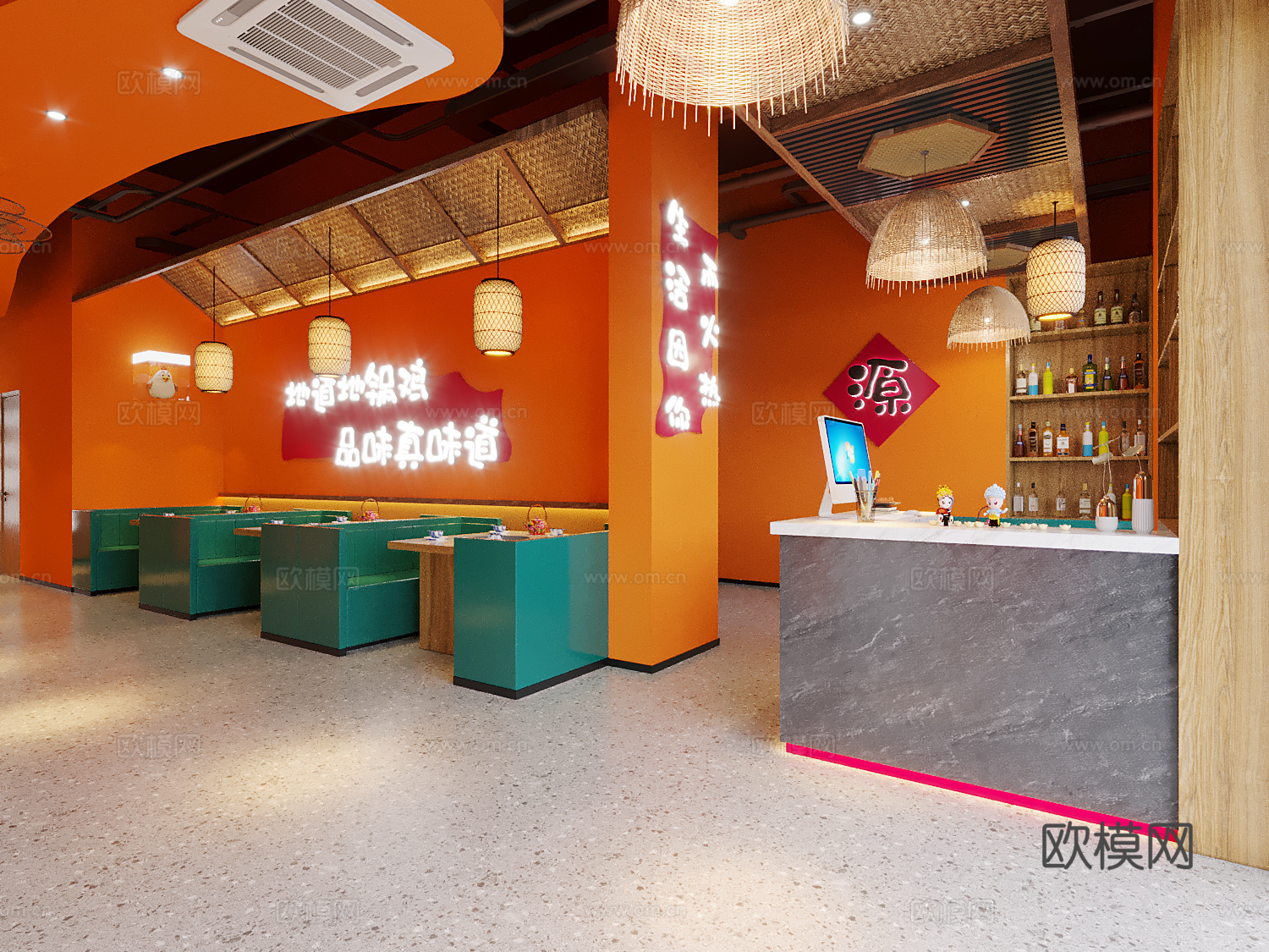 轻奢地锅鸡餐饮店3d模型