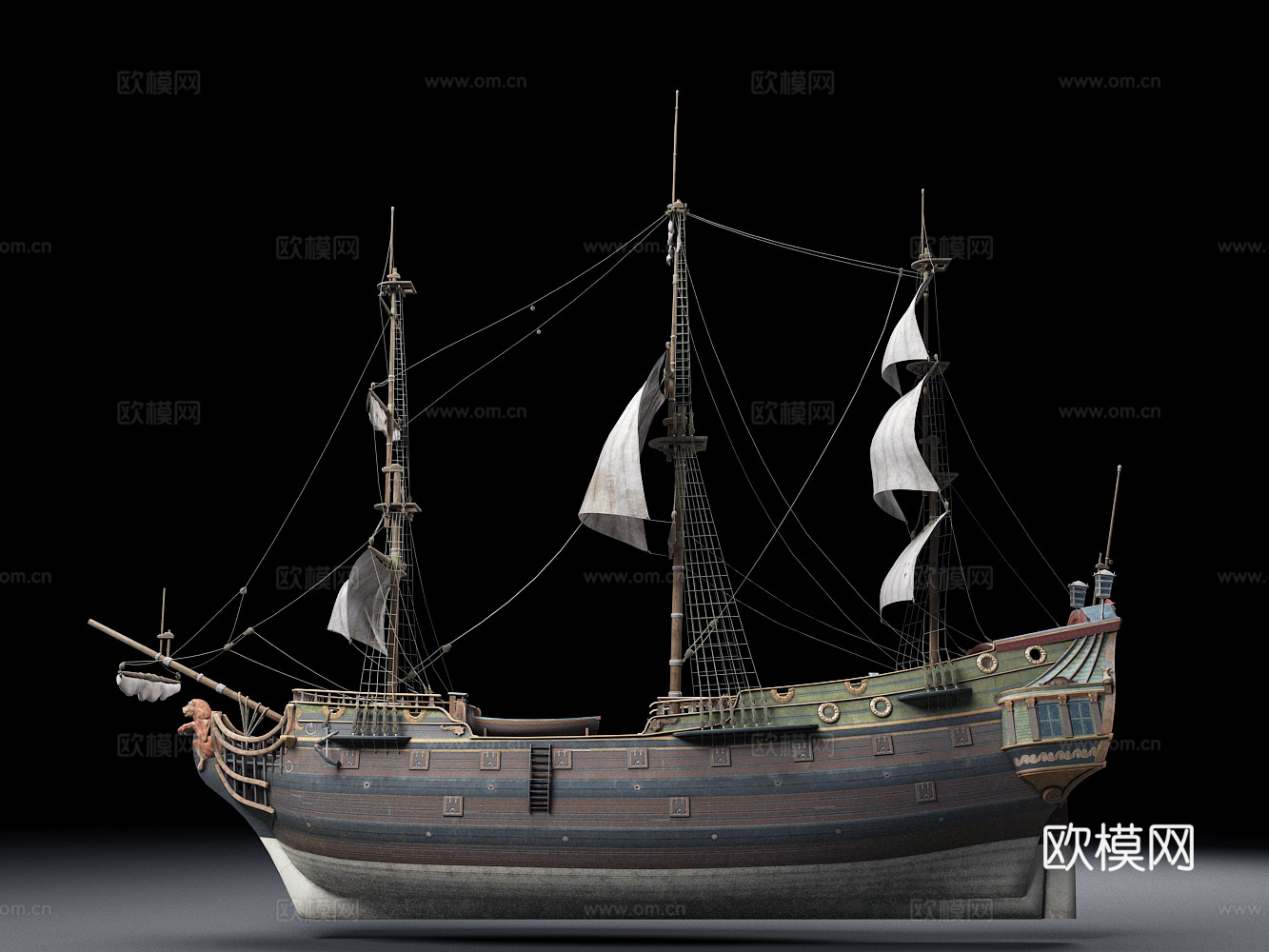 战船_木船_帆船_老式战舰3D模型3d模型
