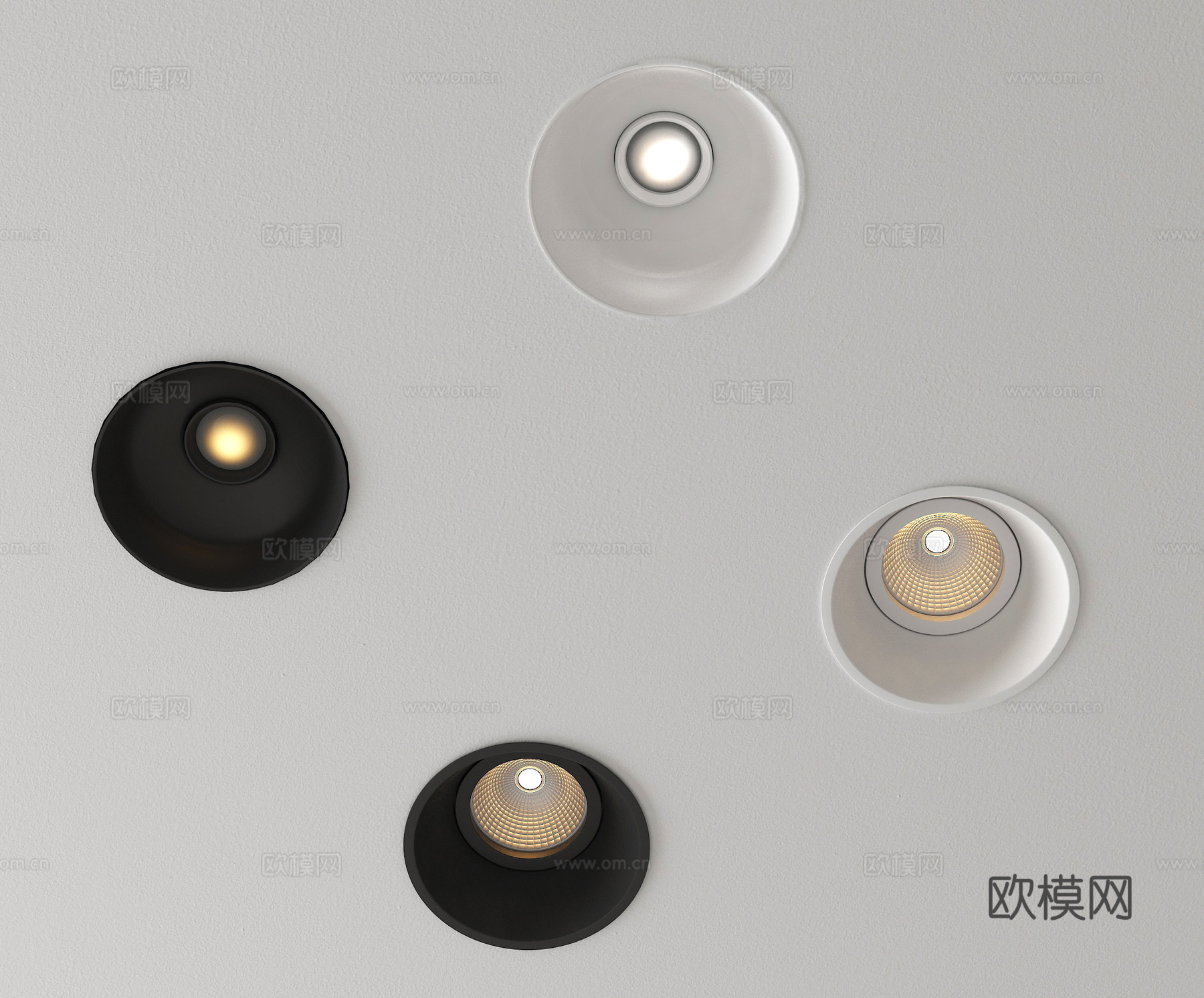 现代筒灯射灯 嵌入式筒灯 牛角灯3d模型