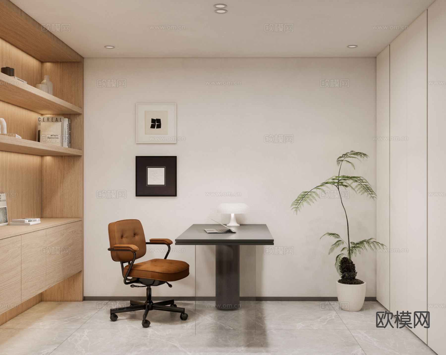 现代书房su模型下载（渲染图3）