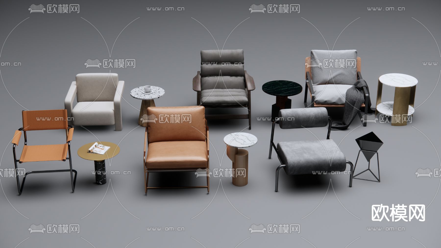 现代单人沙发su模型下载（渲染图1）