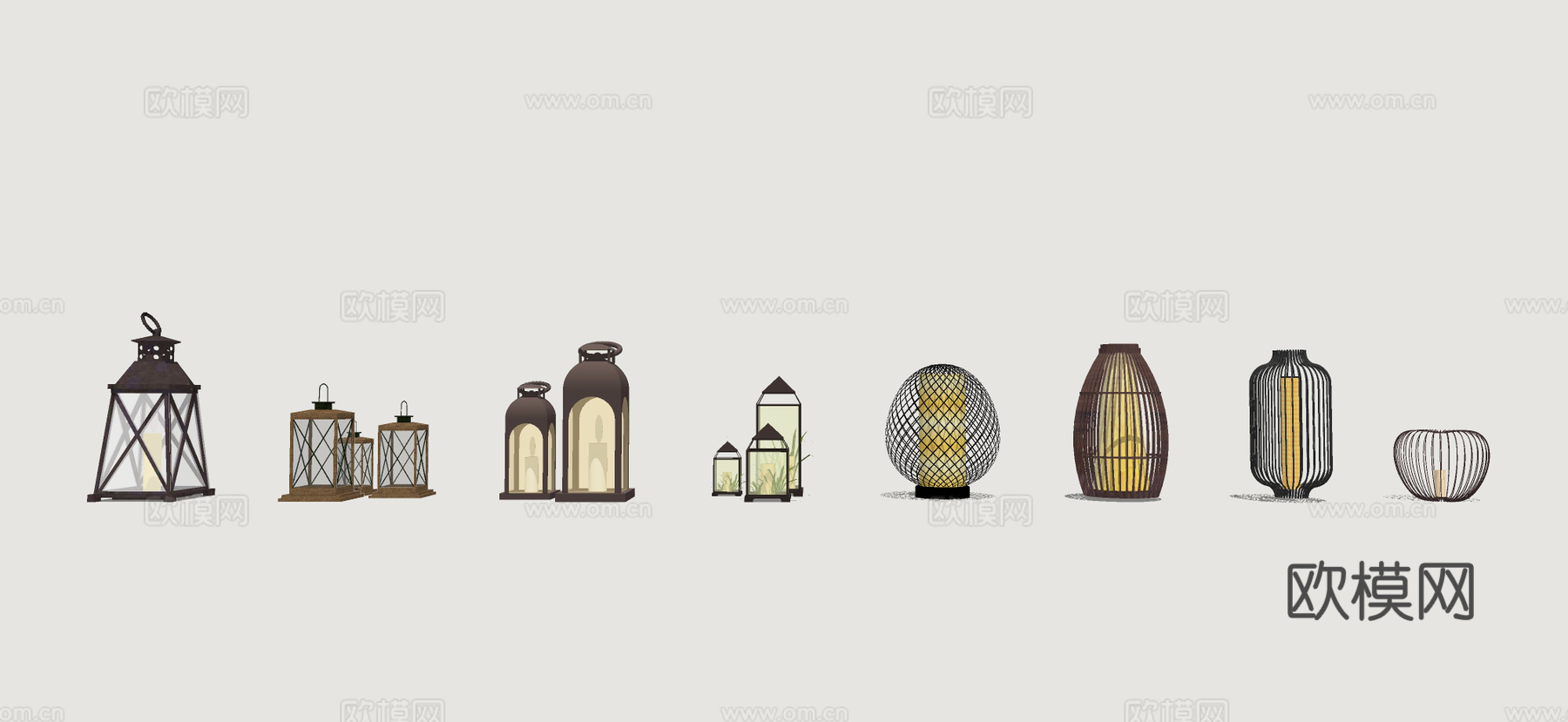 新中式景观灯 庭院灯 地灯 草坪灯 路灯su模型下载（渲染图2）