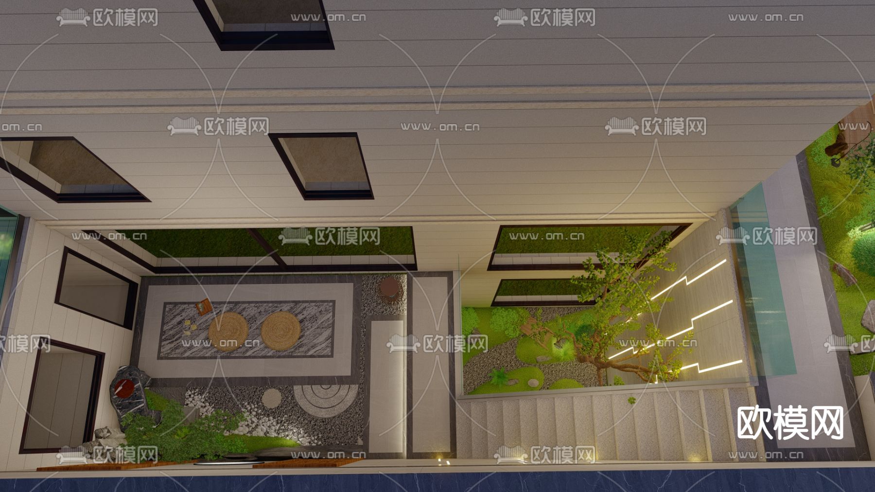 新中式花园 庭院景观su模型下载（渲染图4）