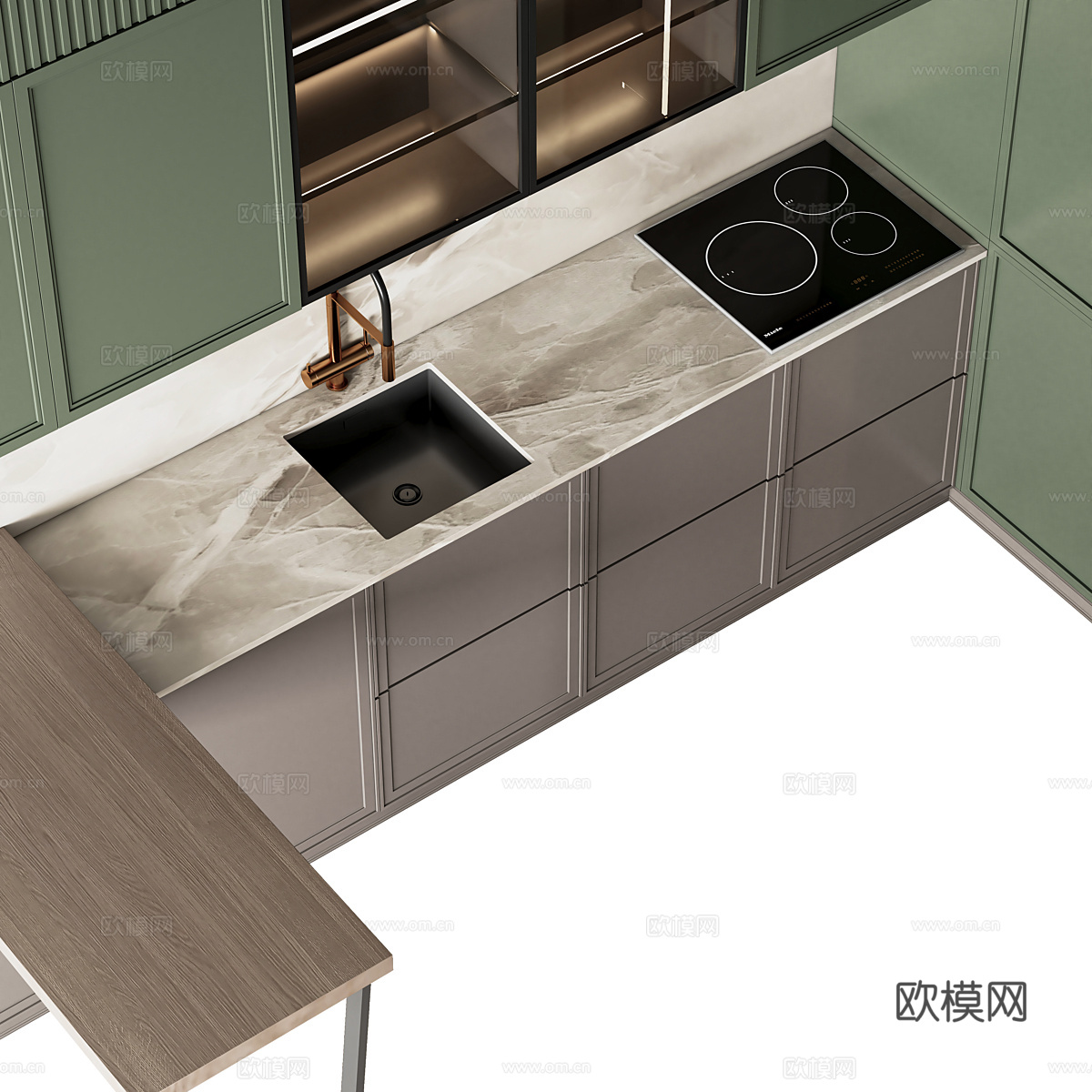 现代意式轻奢橱柜3d模型