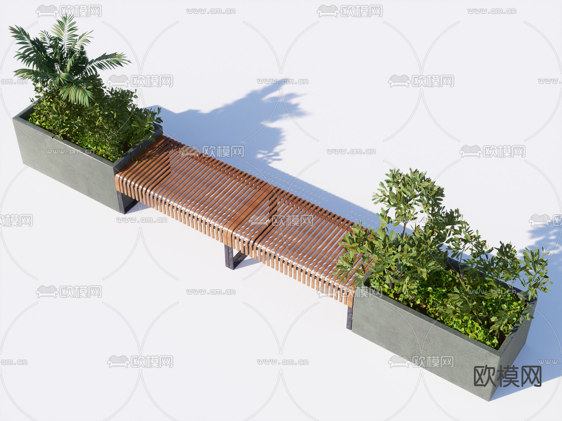 户外景观座椅花箱花池su模型下载（渲染图1）