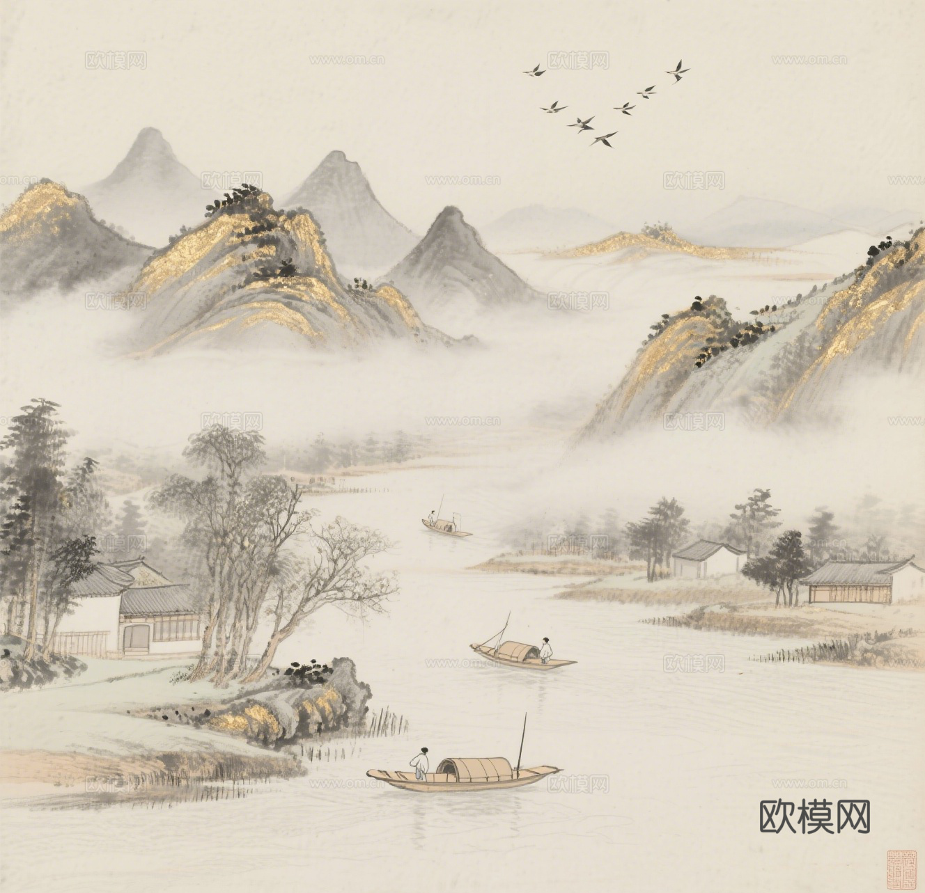 中古侘寂宋代美学山水国画