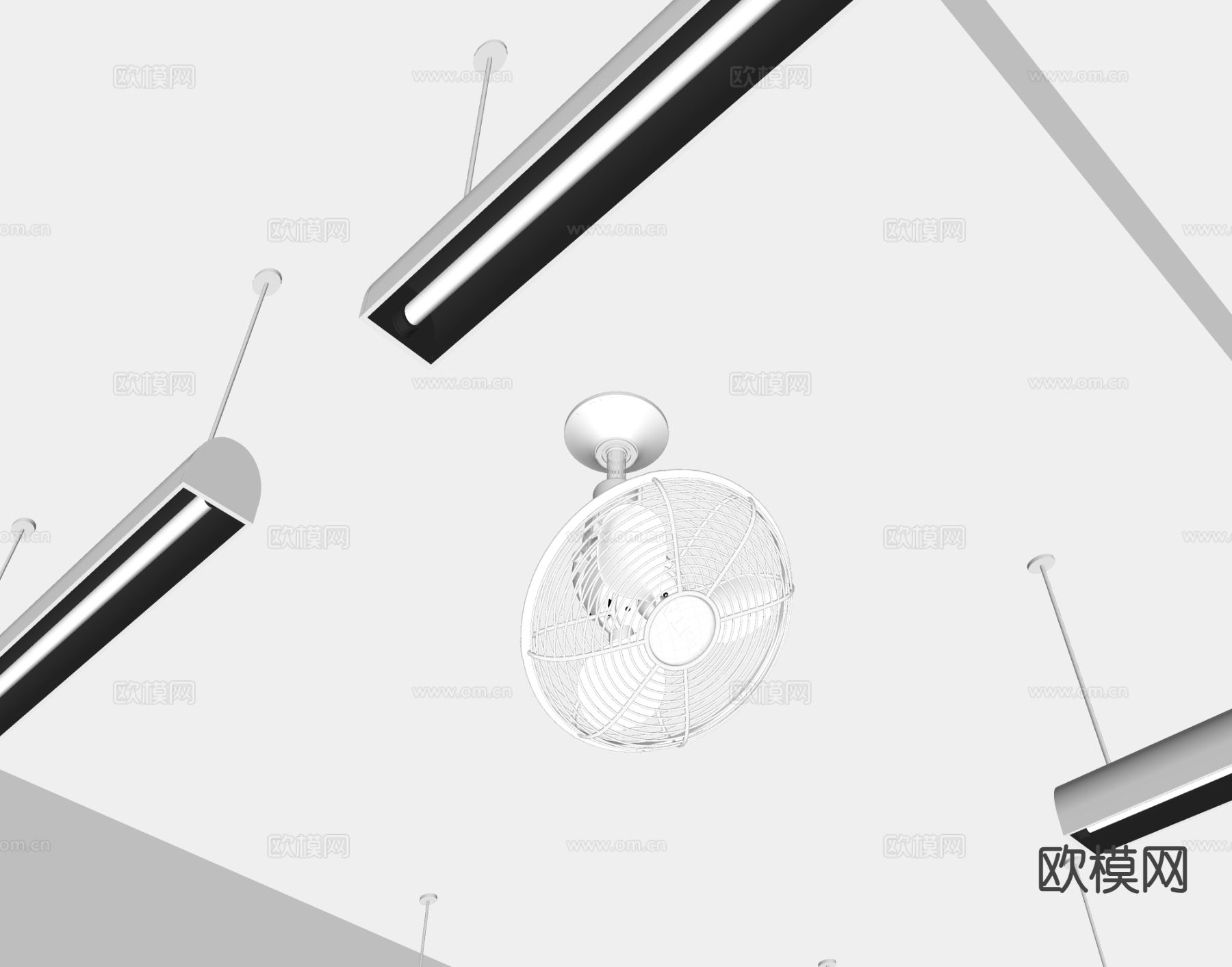 吊扇 风扇 旋转吊顶风扇su模型下载（渲染图1）