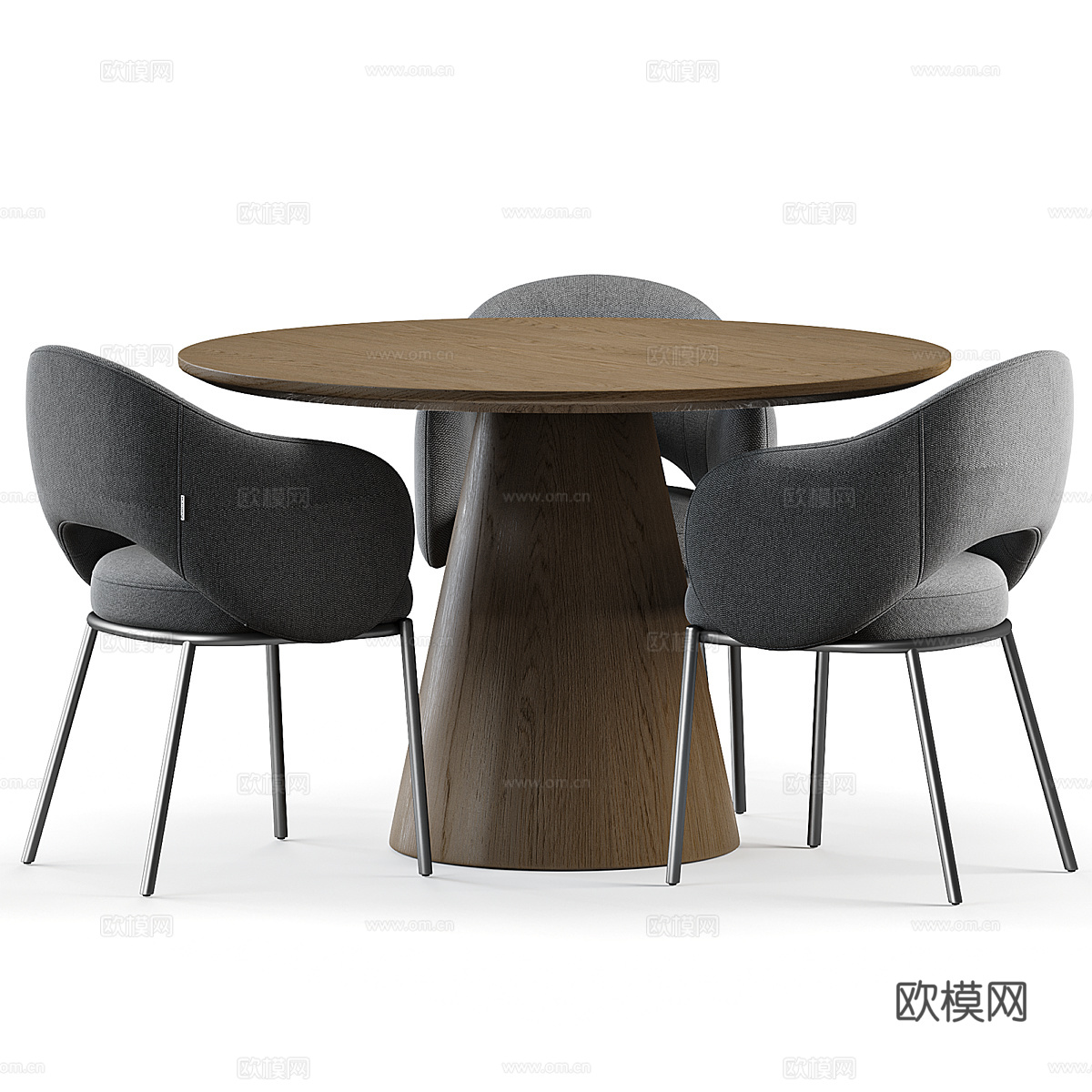 现代意式圆餐桌椅组合3d模型