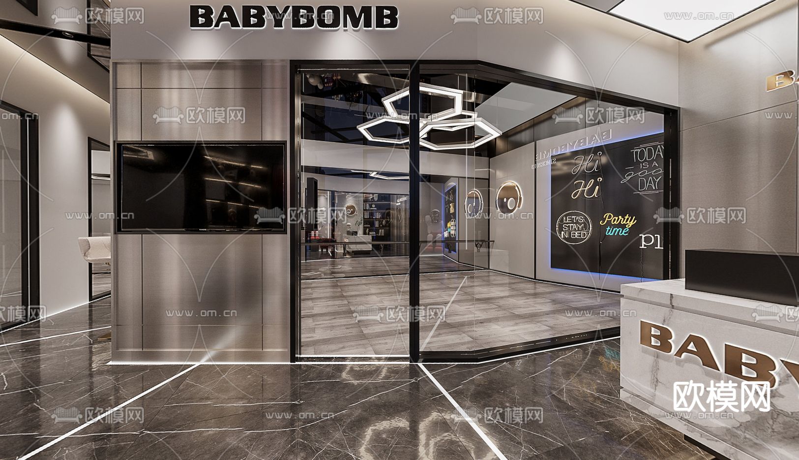 现代街舞培训机构免费3d模型下载（渲染图1）