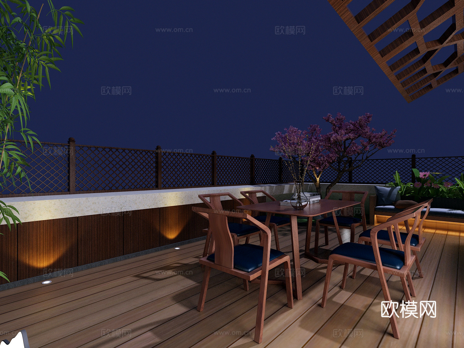 传统中式庭院 休闲桌椅组合 景观小建筑3d模型