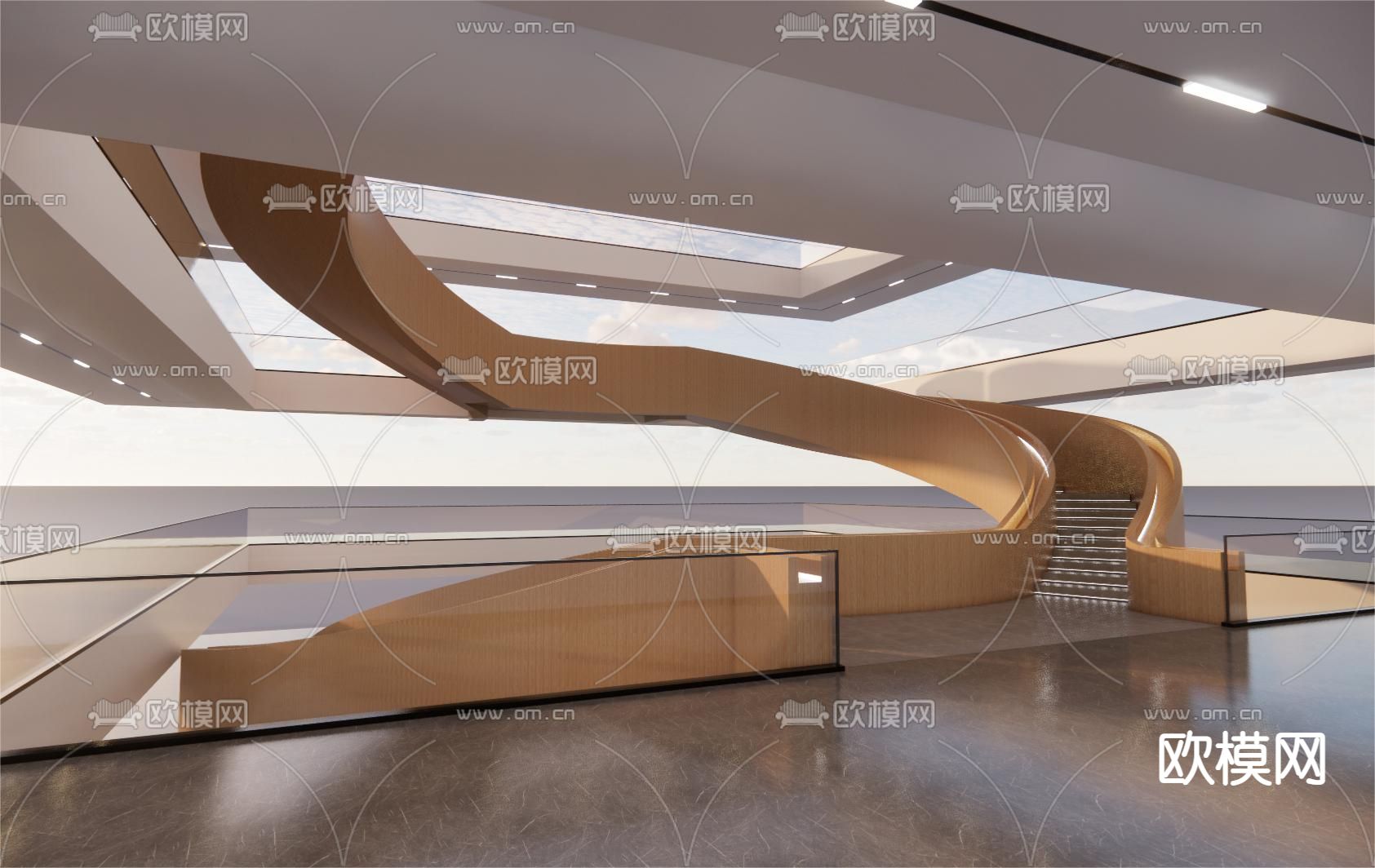 旋转楼梯su模型下载（渲染图2）