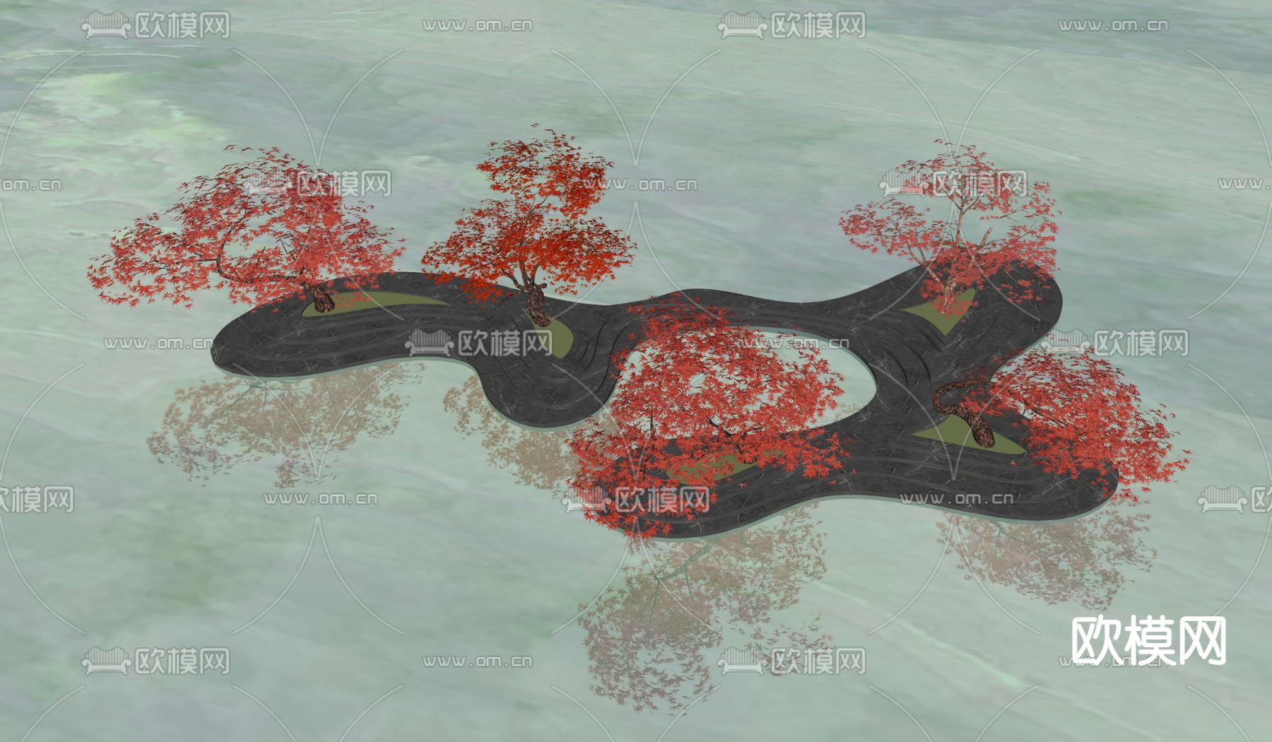 红枫树 树木 大树su模型下载（渲染图3）