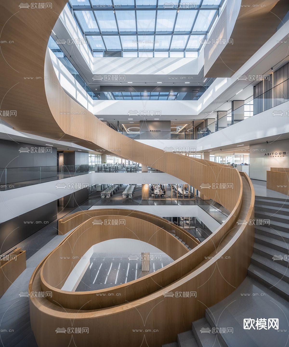 旋转楼梯su模型下载（渲染图1）