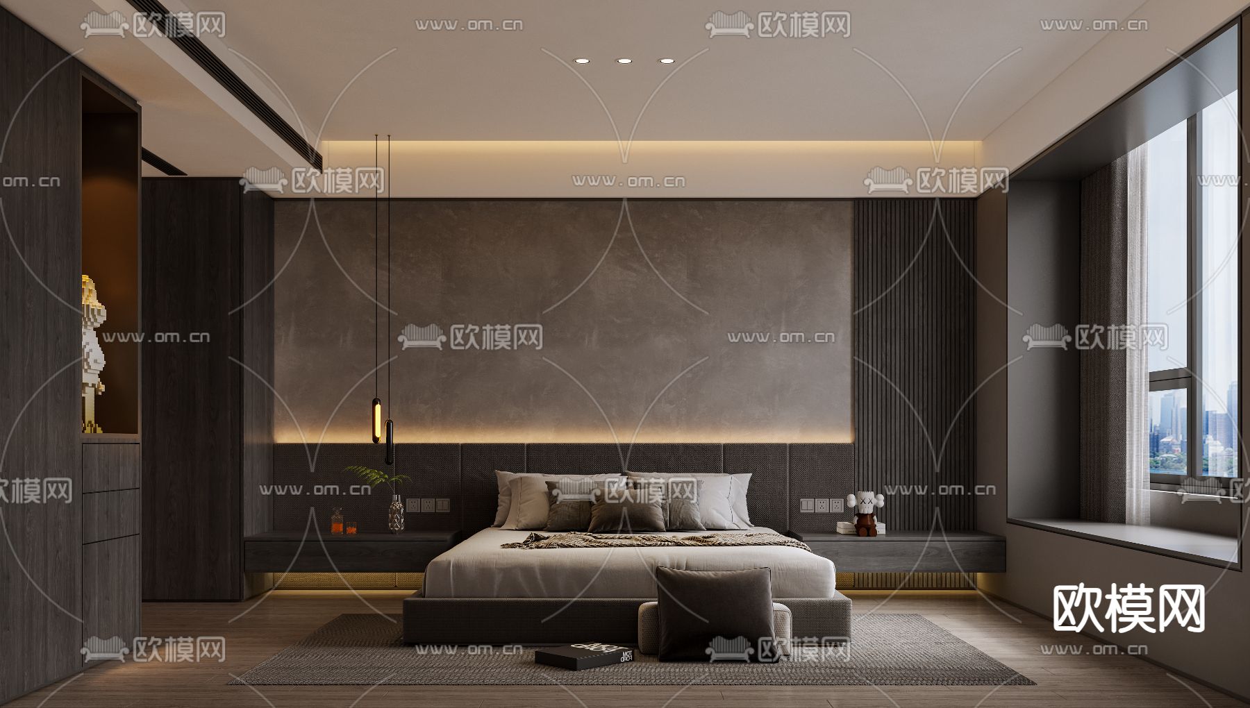 暗黑风卧室 主卧3d模型下载