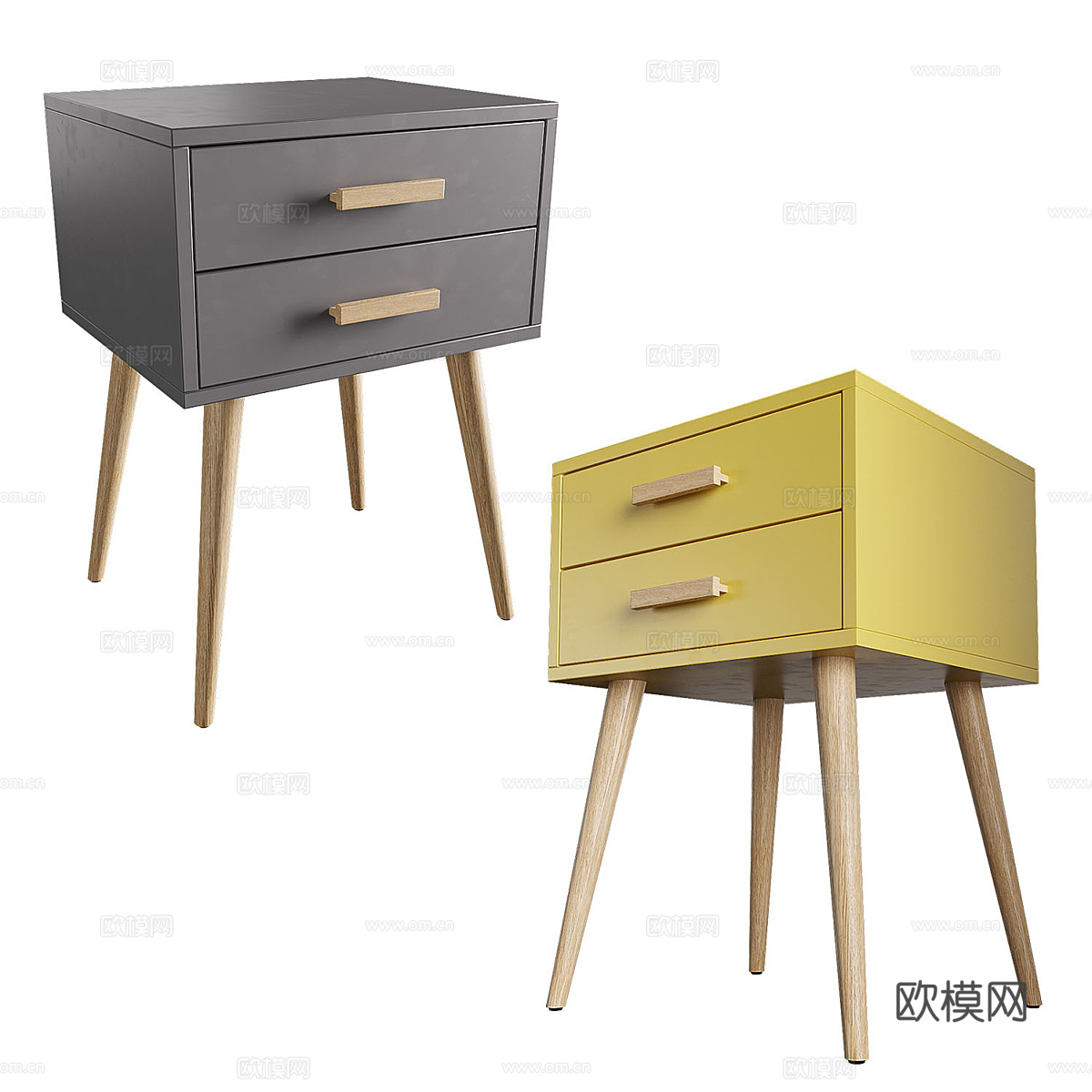 现代北欧 Yvain 床头柜3d模型