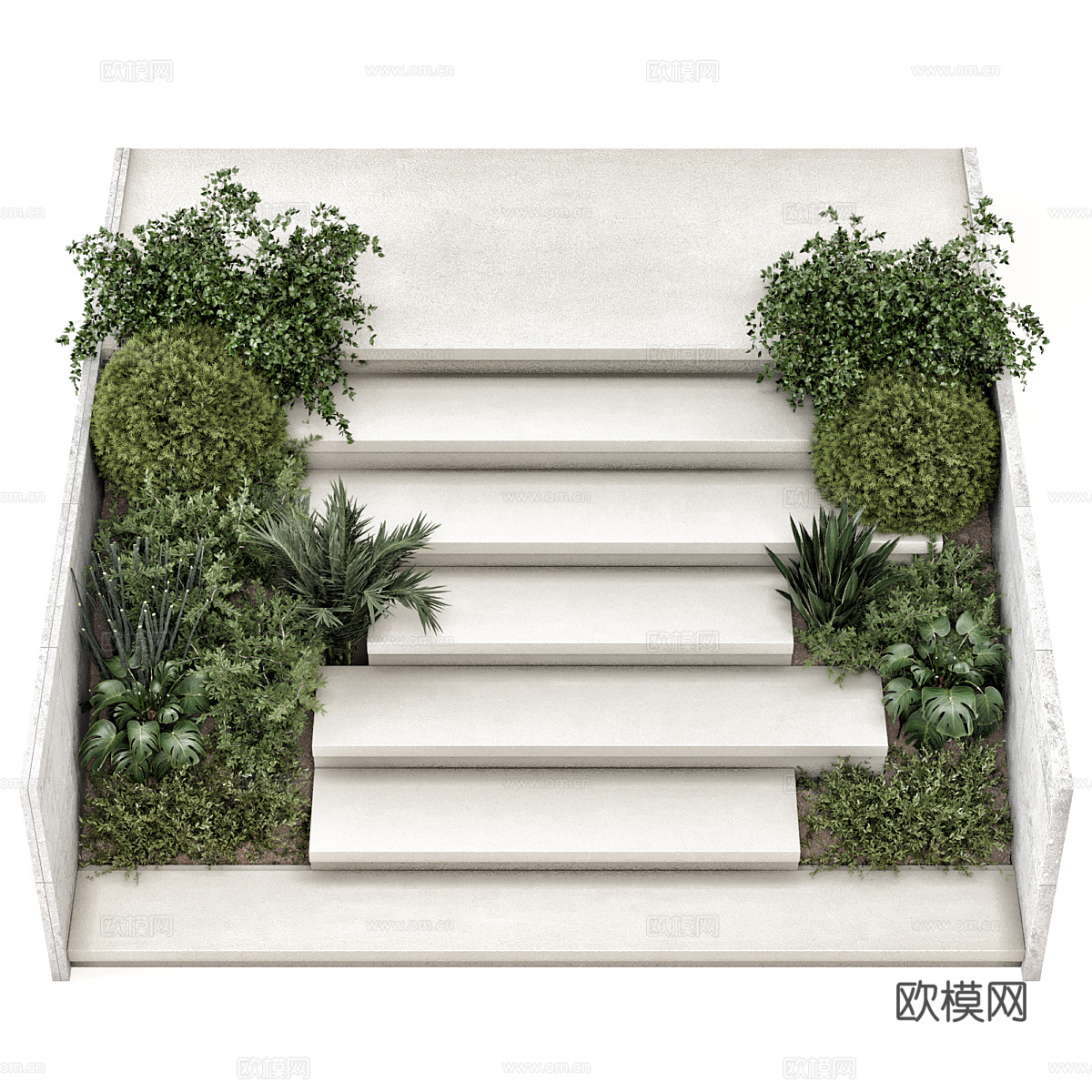 现代意式庭院台阶 景观入口3d模型