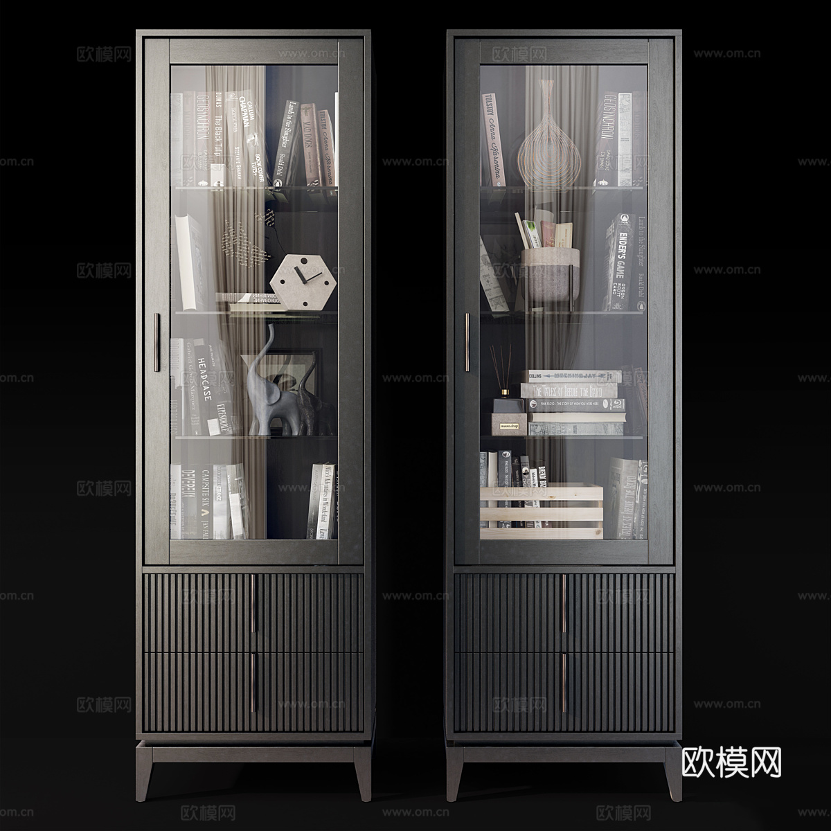 美式简约成品书柜 高柜 餐边柜3d模型