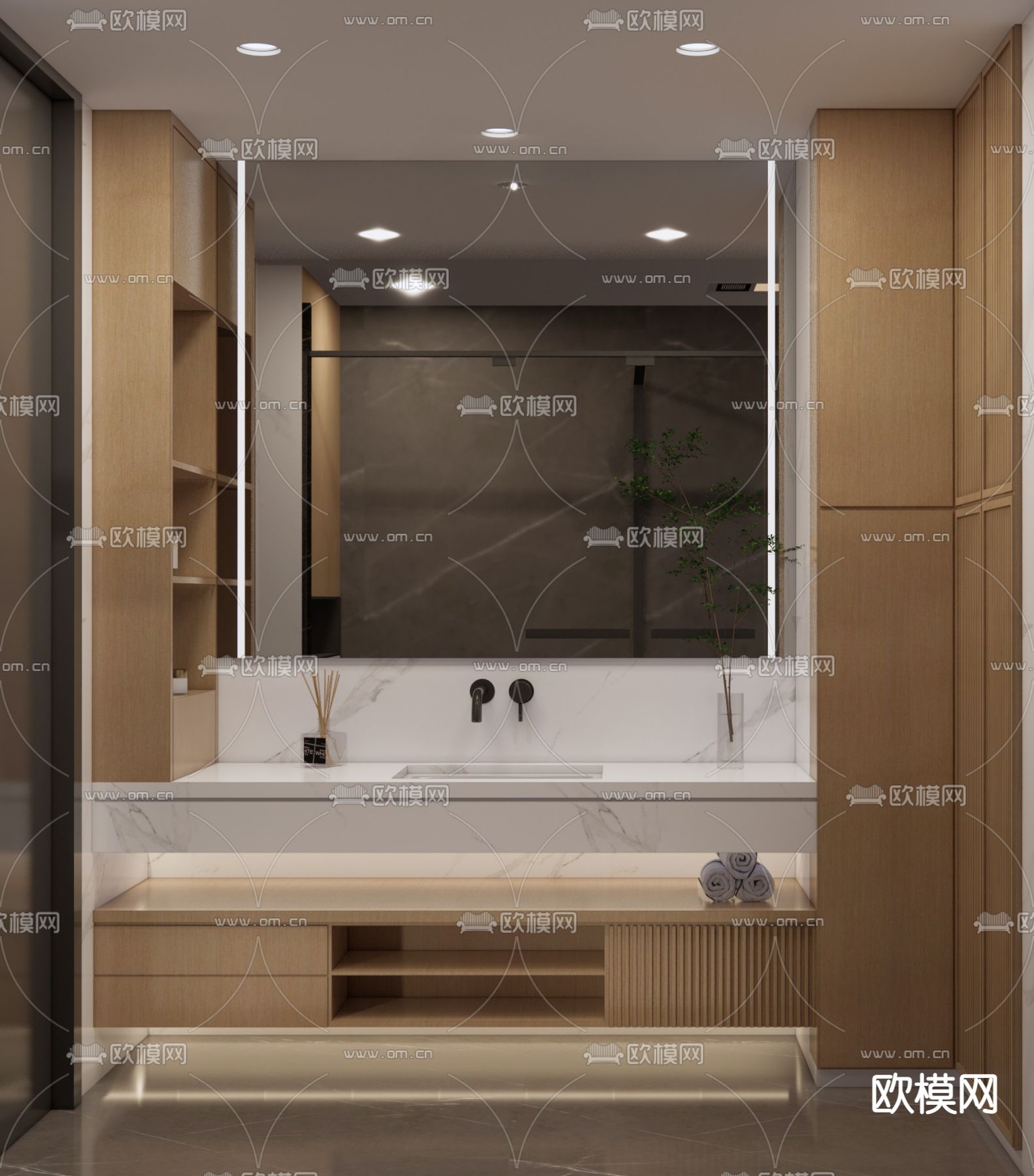 现代卫生间 浴室su模型下载（渲染图1）