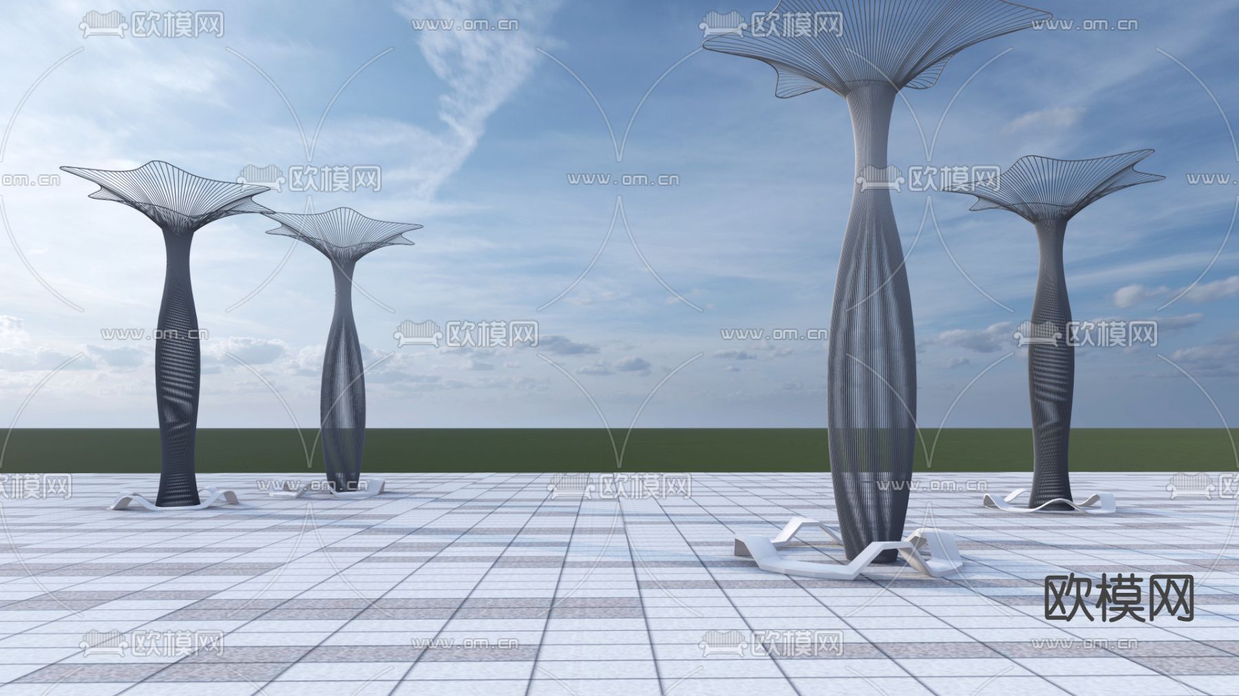 花瓶雕塑su模型下载（渲染图2）