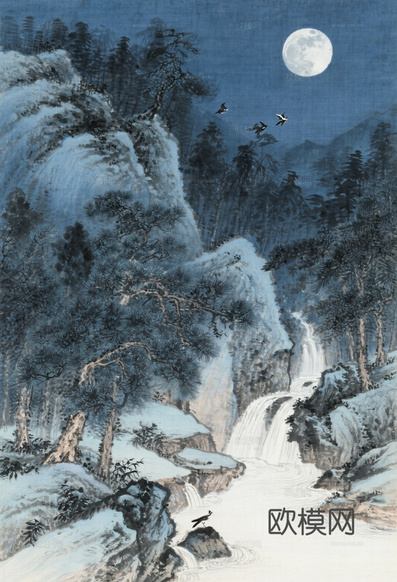 中古侘寂宋代美學(xué)山水國(guó)畫(huà) 山峰云霧圍繞水墨山水畫(huà)下載