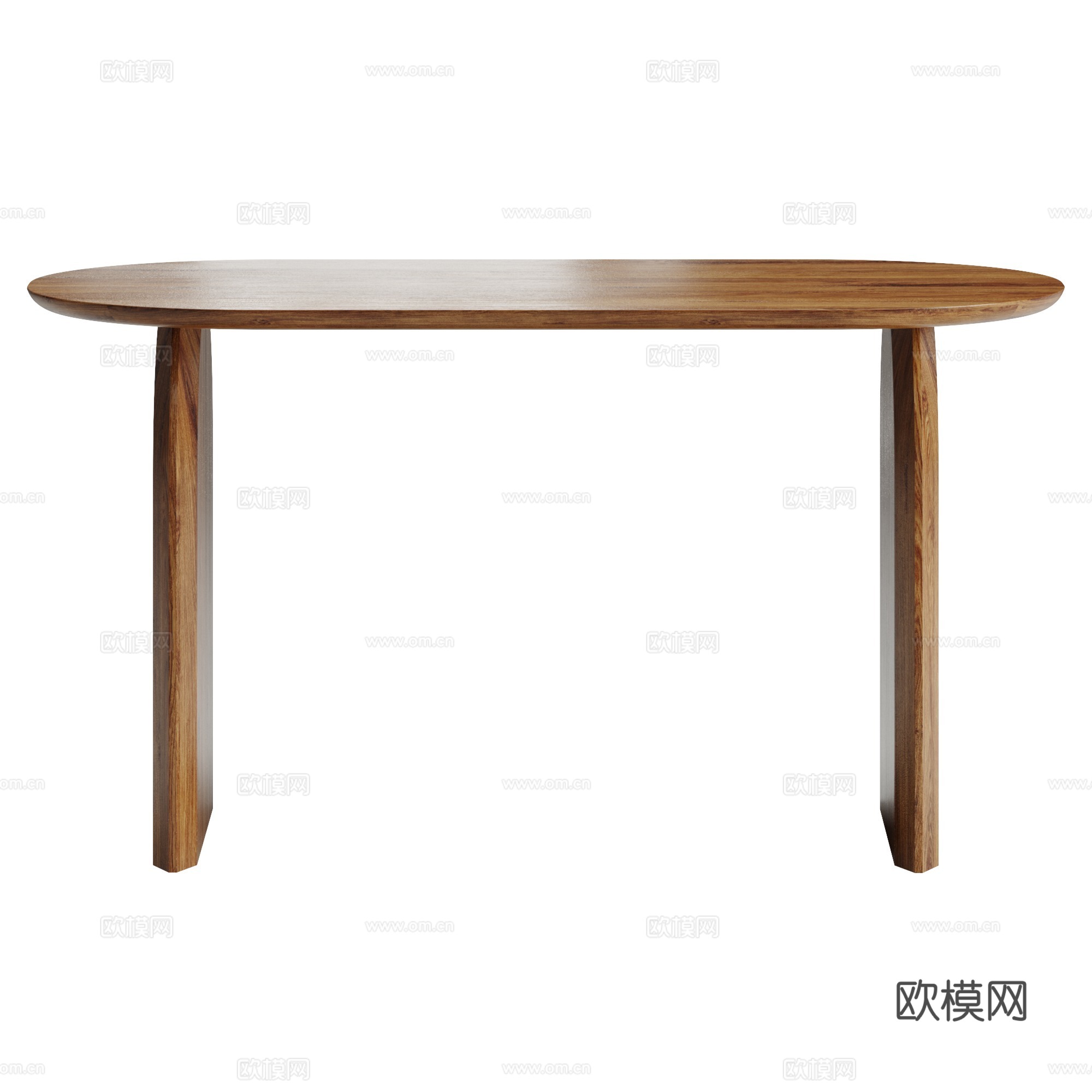 现代意式实木椭圆餐桌3d模型