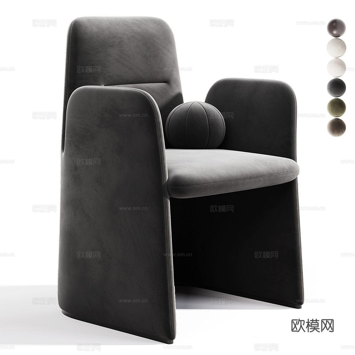 现代意式 GUEST 布艺皮革单椅3d模型