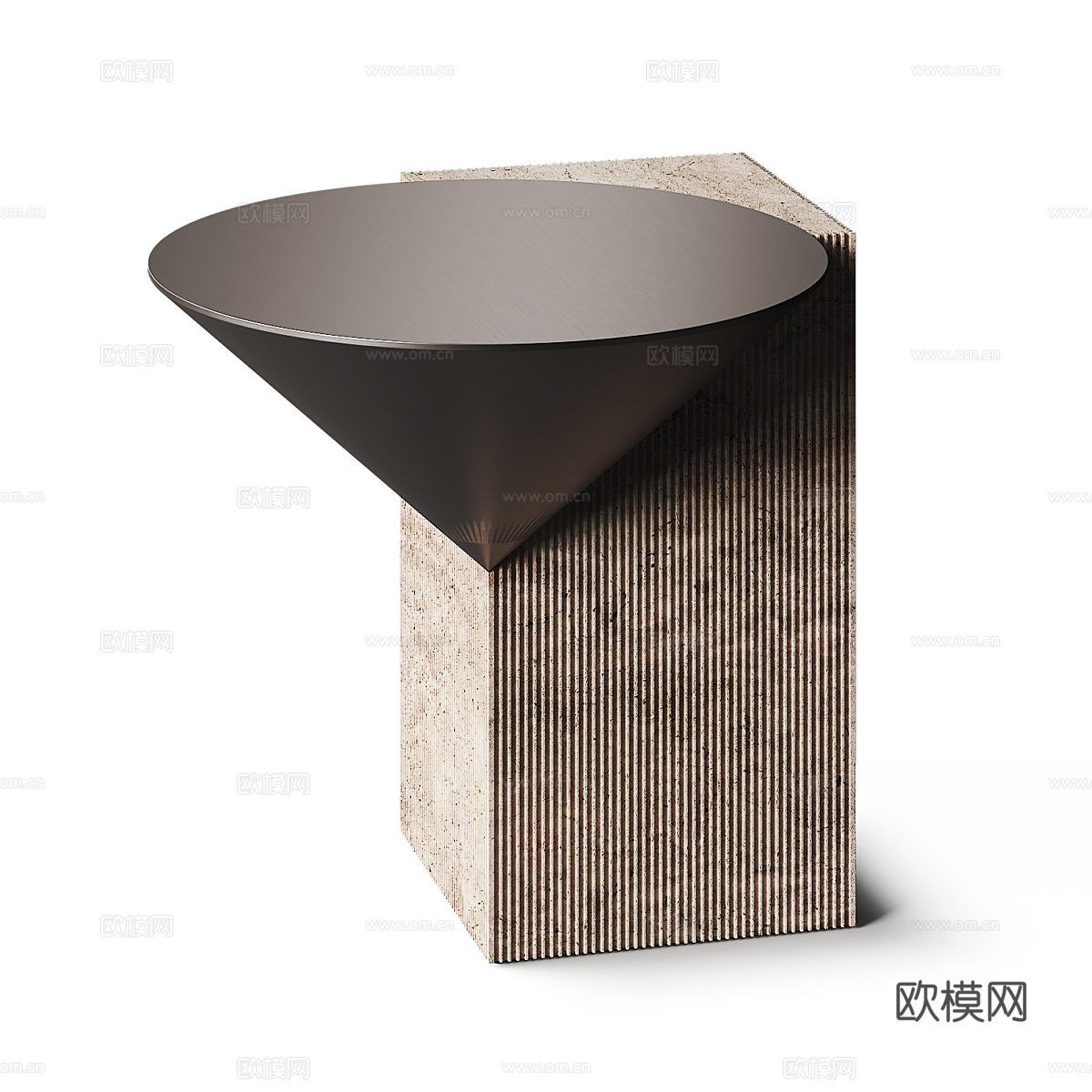 现代意式极简石材金属边几3d模型