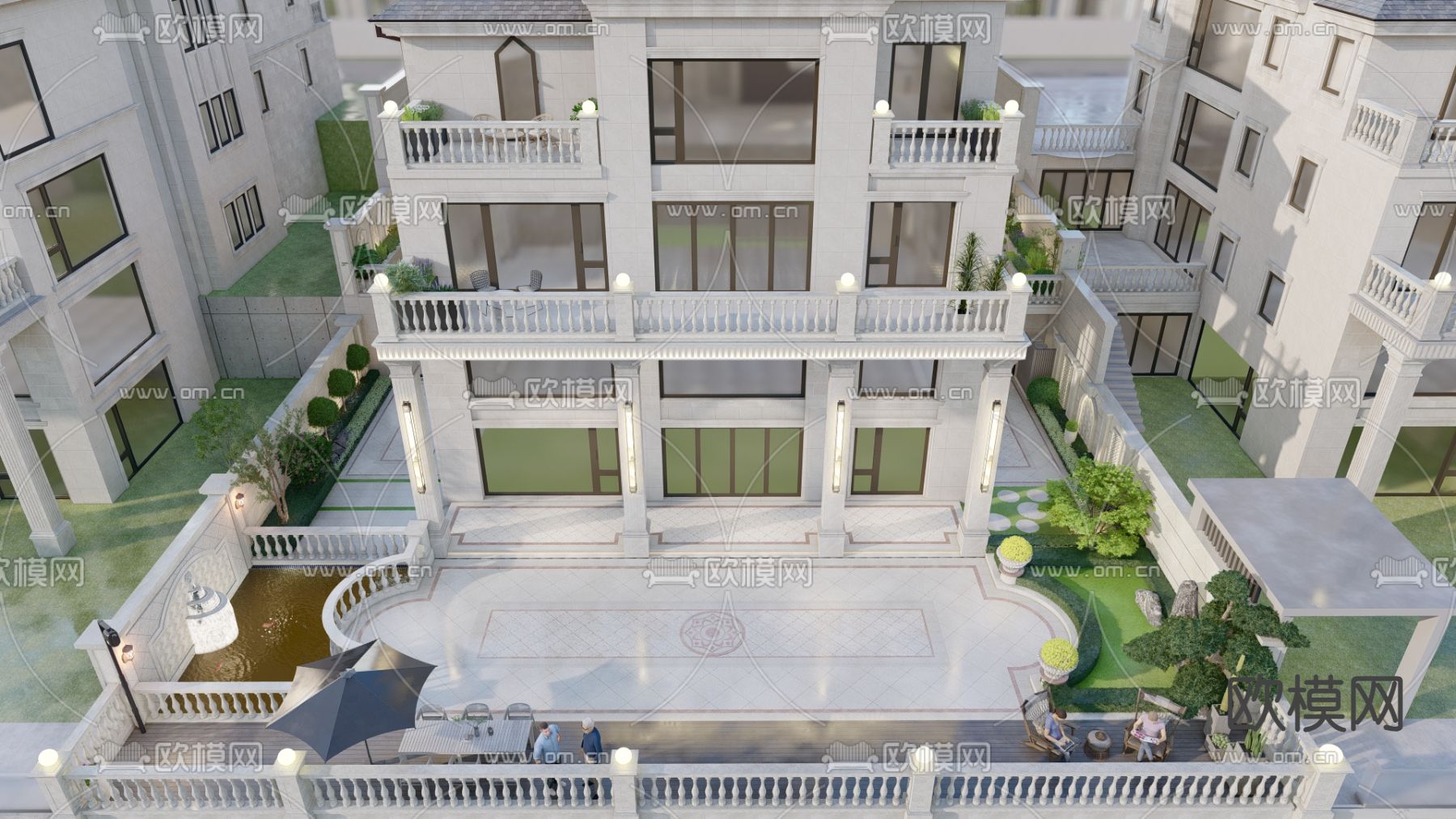 欧式别墅外观su模型下载（渲染图1）