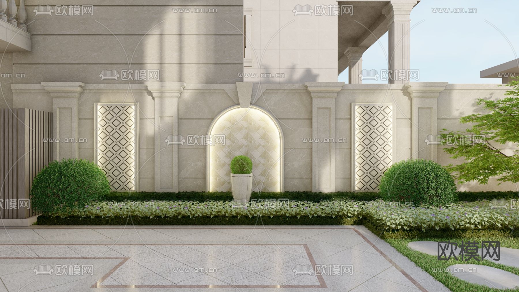 欧式别墅外观su模型下载（渲染图2）