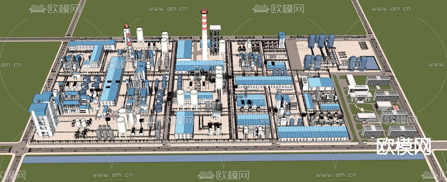 工业厂房设备su模型下载（渲染图1）