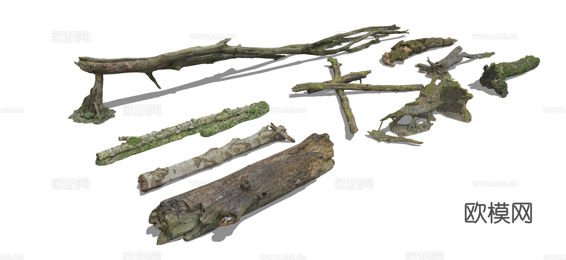 现代树干 枯木 原木 木头免费su模型下载（渲染图2）