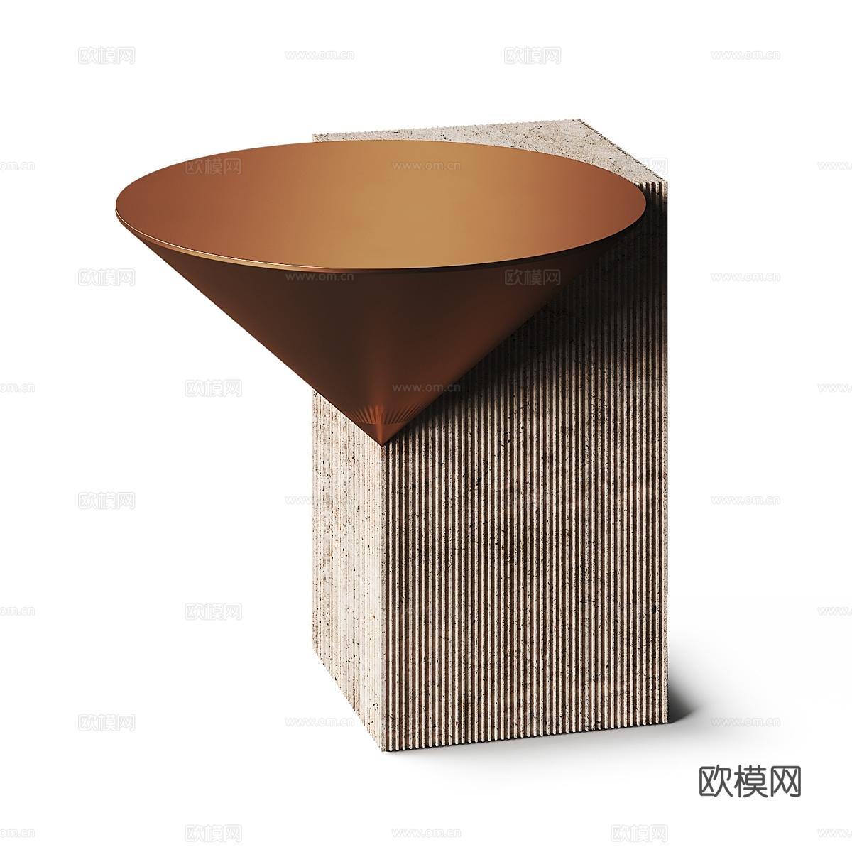 现代意式极简石材金属边几3d模型