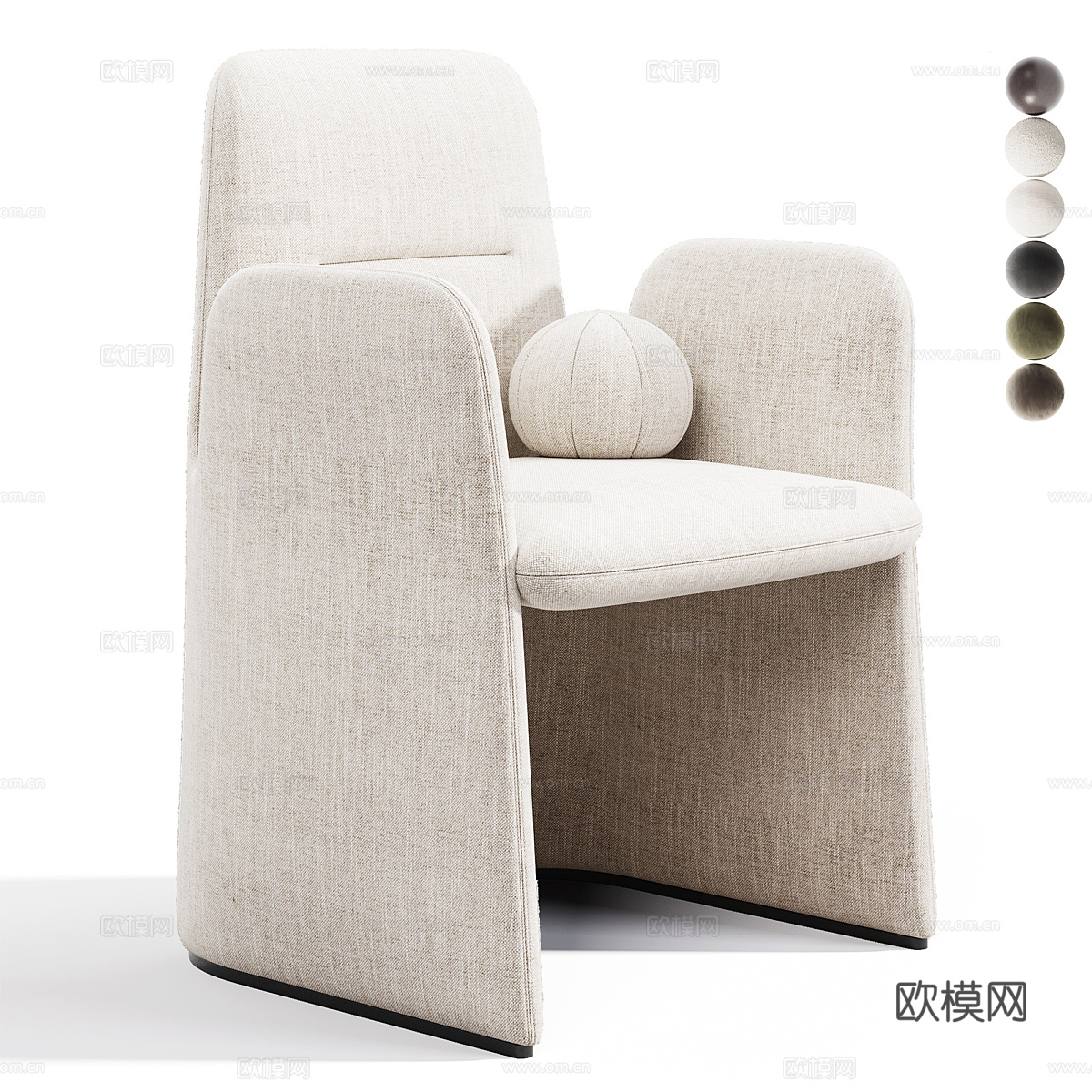 现代意式 GUEST 布艺皮革单椅3d模型