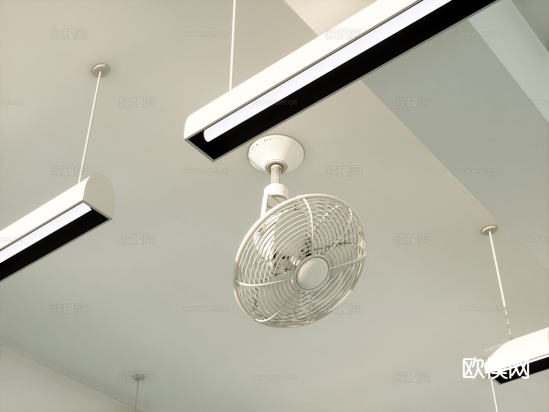 吊扇 风扇 旋转吊顶风扇su模型下载（渲染图2）