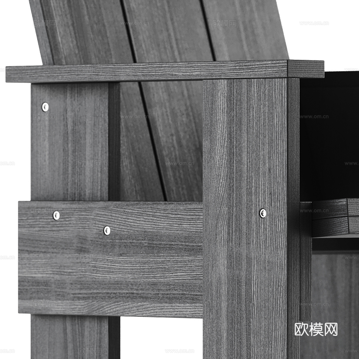 现代意式实木户外餐桌椅3d模型