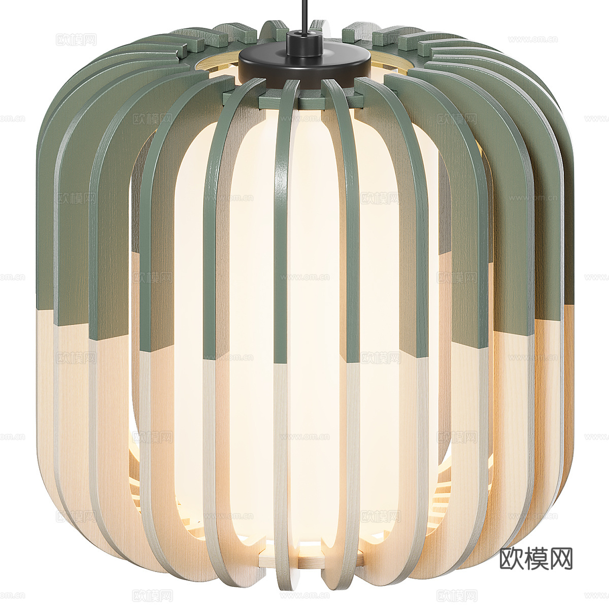 现代北欧奶油风木质装饰吊灯3d模型