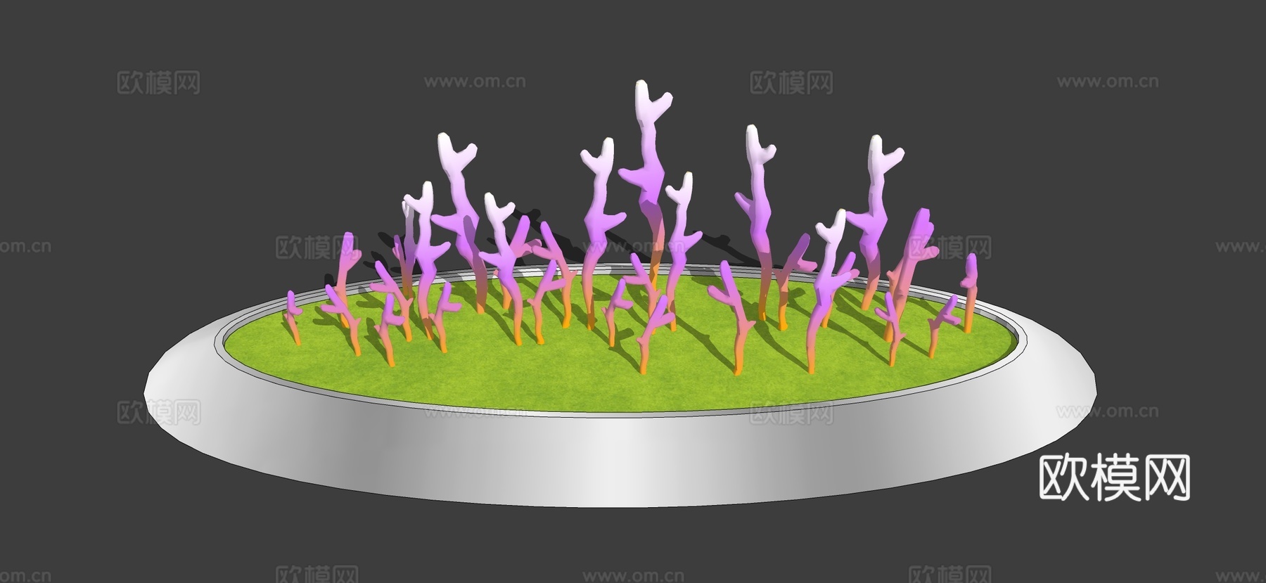现代商业街星星灯 草坪灯 珊瑚灯 荷花灯 氛围灯su模型下载（渲染图3）