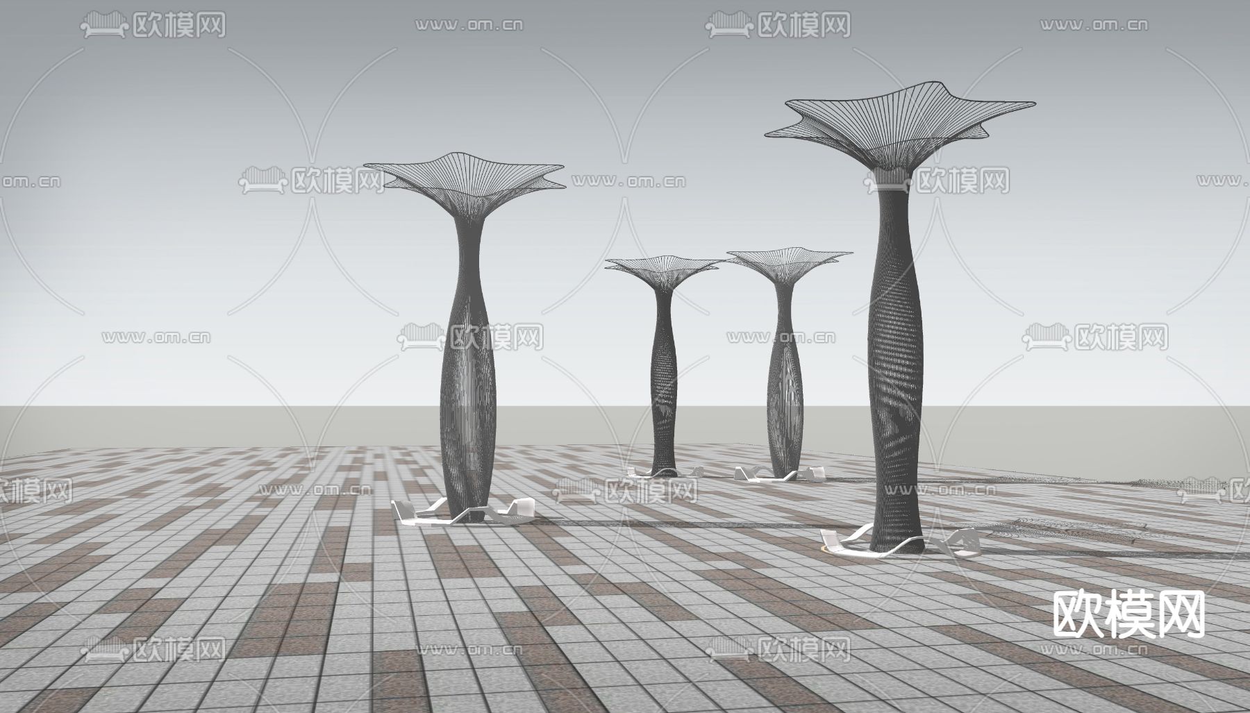花瓶雕塑su模型下载（渲染图3）