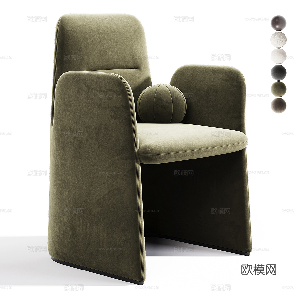 现代意式 GUEST 布艺皮革单椅3d模型