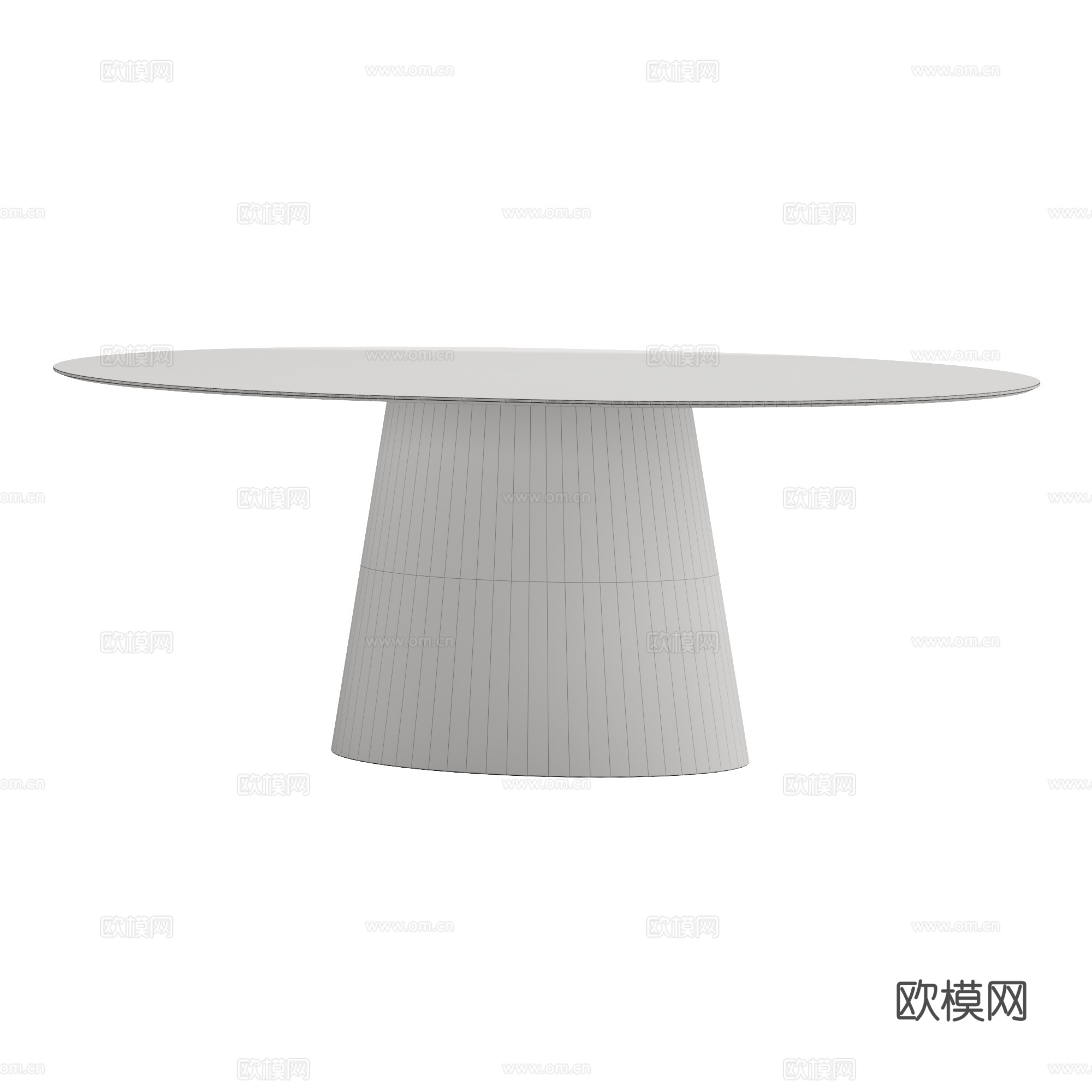 现代意式实木椭圆餐桌3d模型