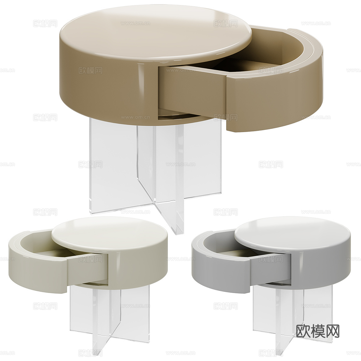 现代意式奶油风 Cloud 床头柜3d模型