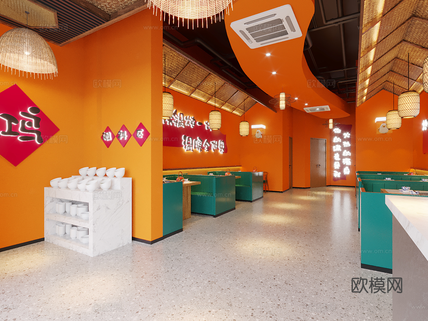 轻奢地锅鸡餐饮店3d模型