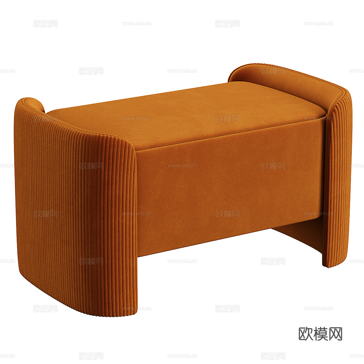 现代奶油风布艺沙发凳 脚踏3d模型