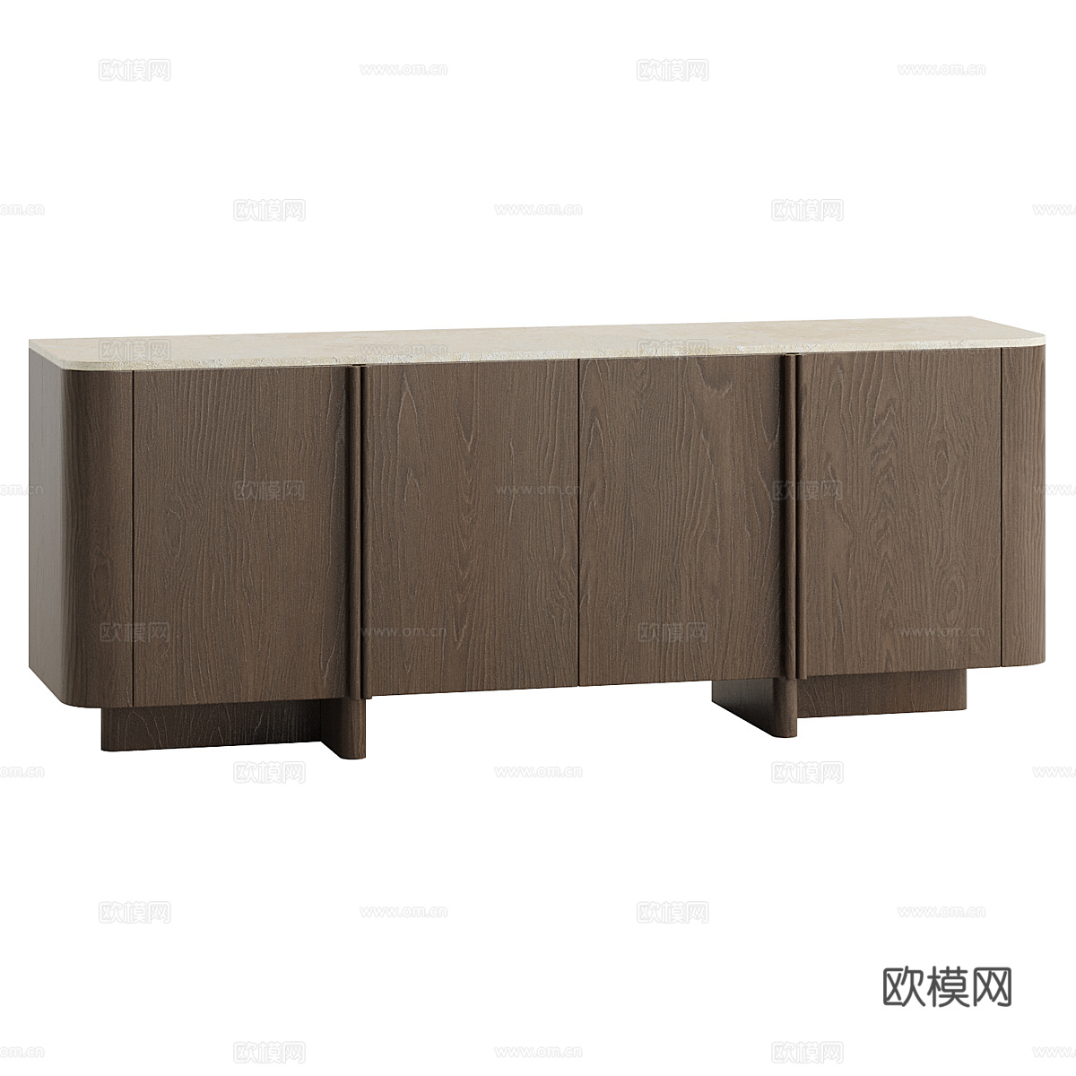 现代意式橡木电视柜3d模型