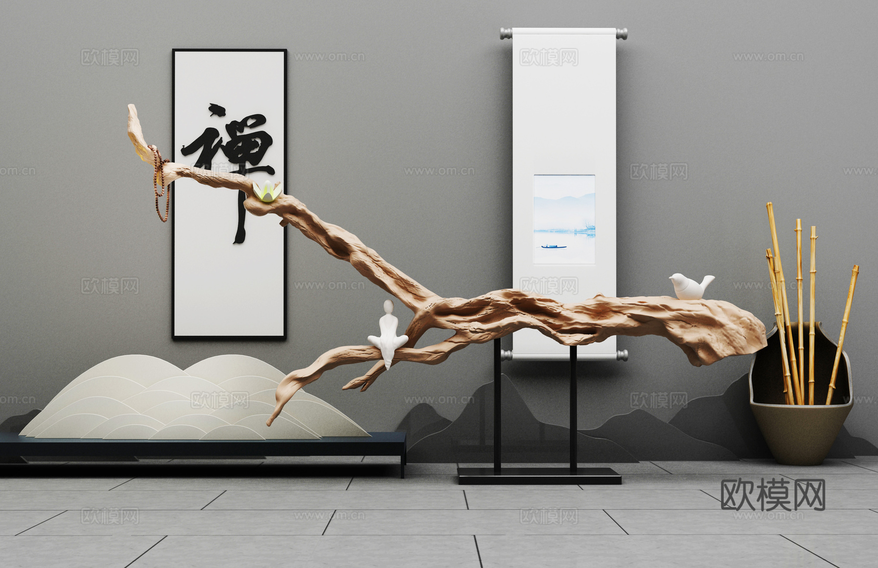 新中式中式摆件3d模型
