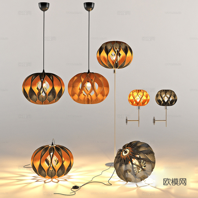 后现代南瓜灯组合3d模型