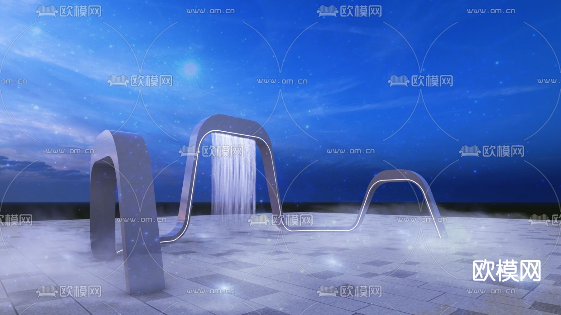 现代坐凳景观su模型下载（渲染图1）