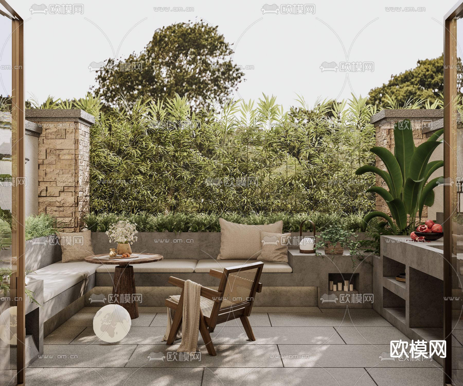 侘寂花园su模型下载（渲染图1）