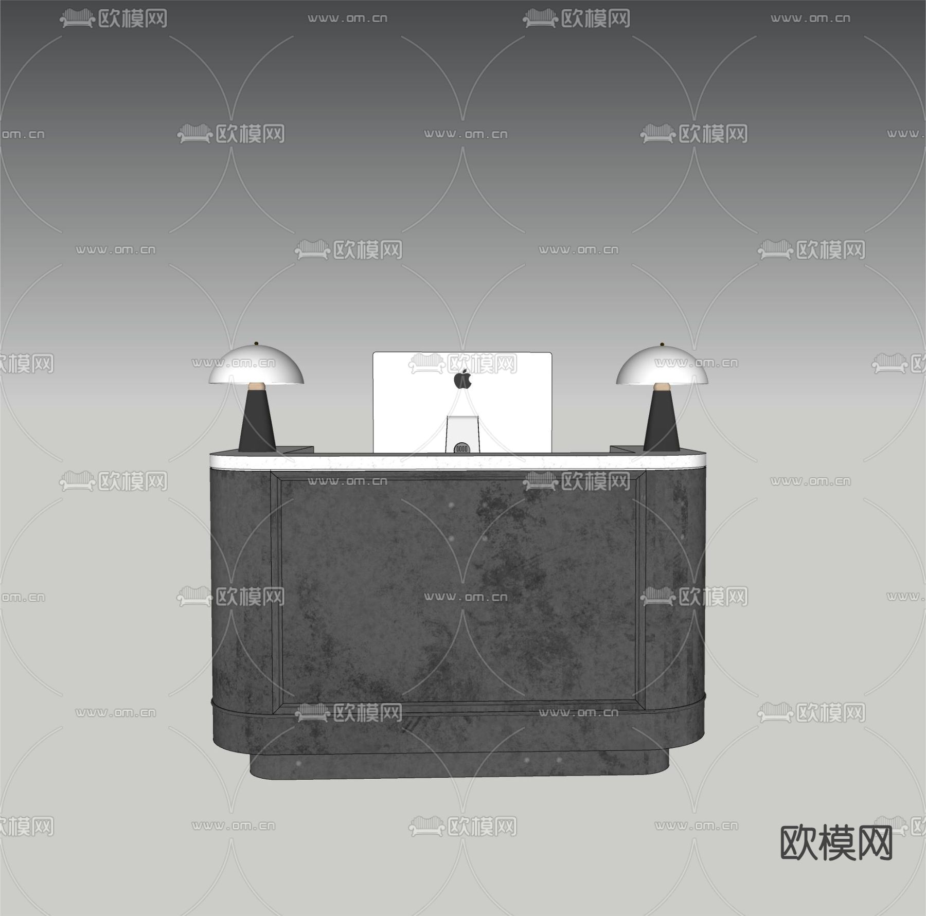 收银台 电脑 台灯su模型下载