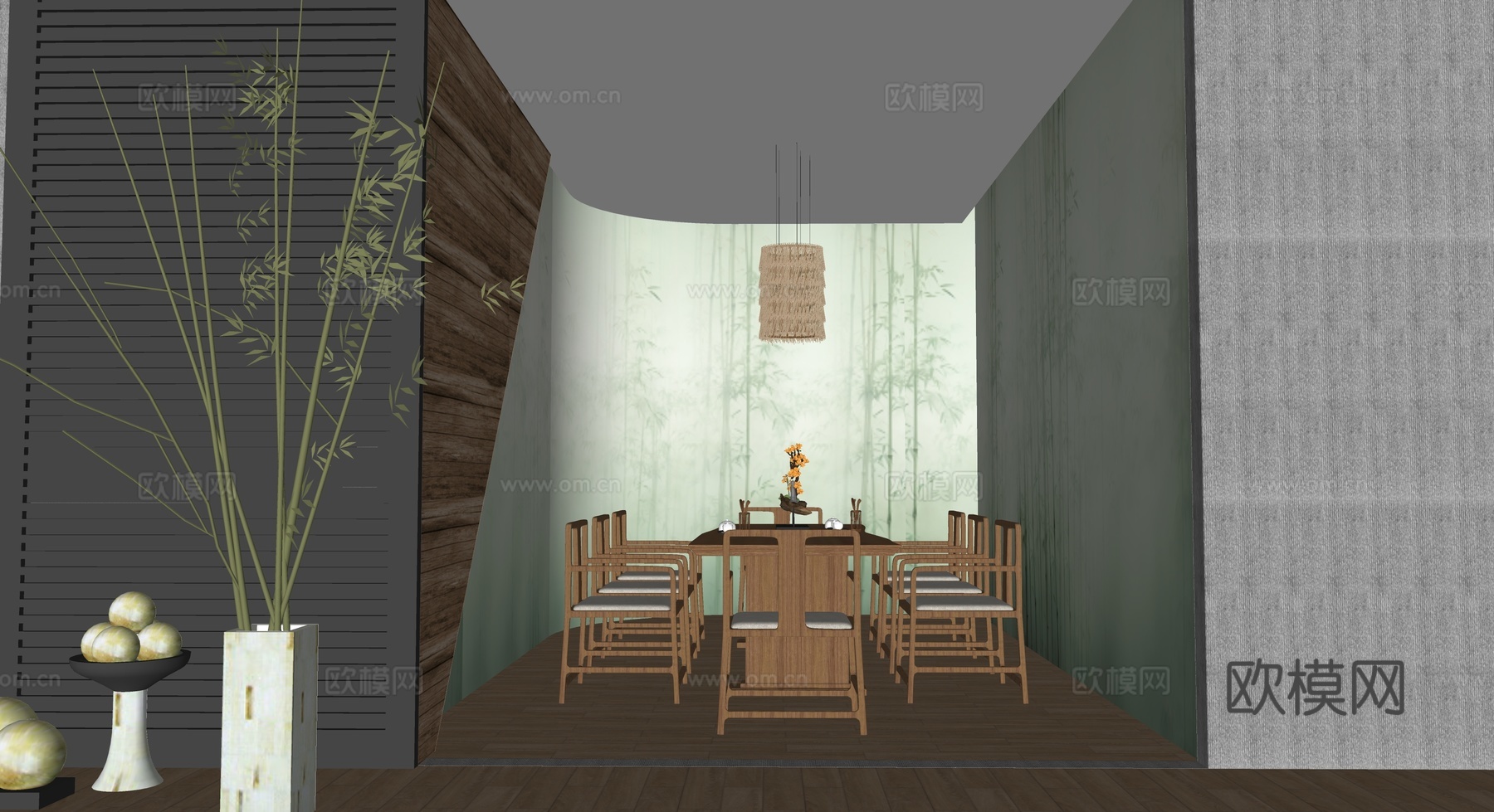 茶室雅间su模型下载（渲染图2）